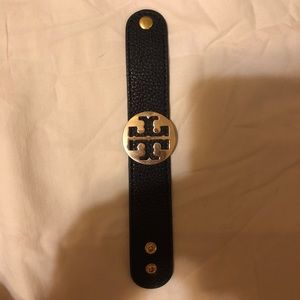 Tory Burch black leather cuff bracelet